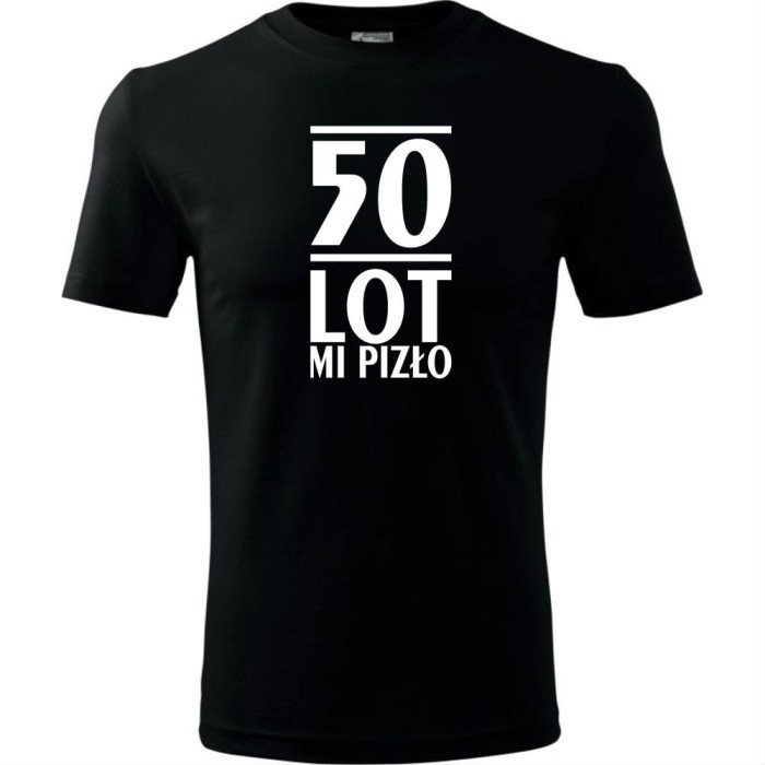 czarna Męska koszulka - 50 lot mi pizło - na prezent urodziny t-shirt.