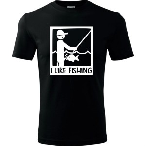 czarna Męska koszulka - I like fishing.