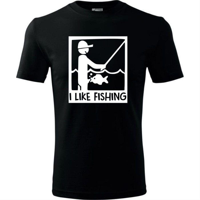 czarna Męska koszulka - I like fishing.
