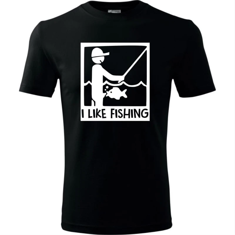 czarna Męska koszulka - I like fishing.