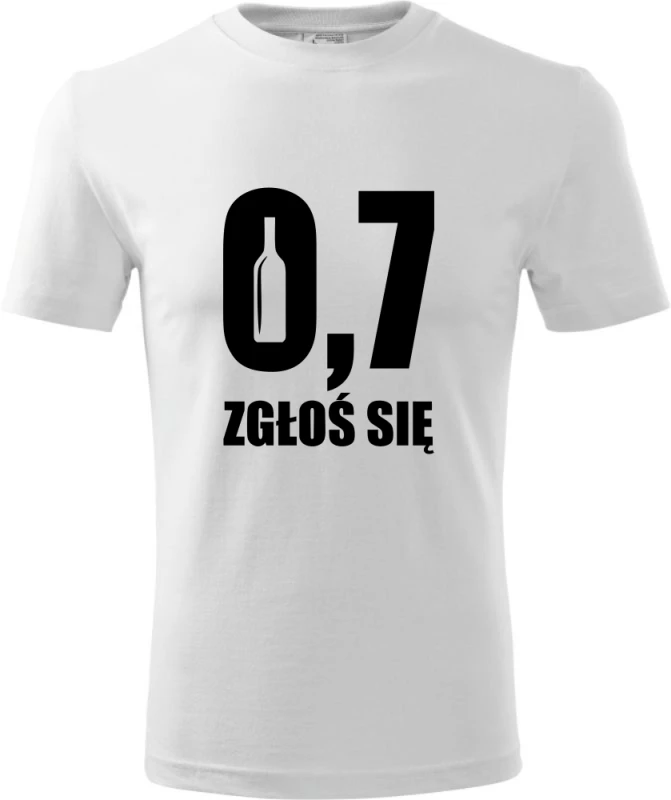 biała Męska koszulka - 0,7 zgłoś się.