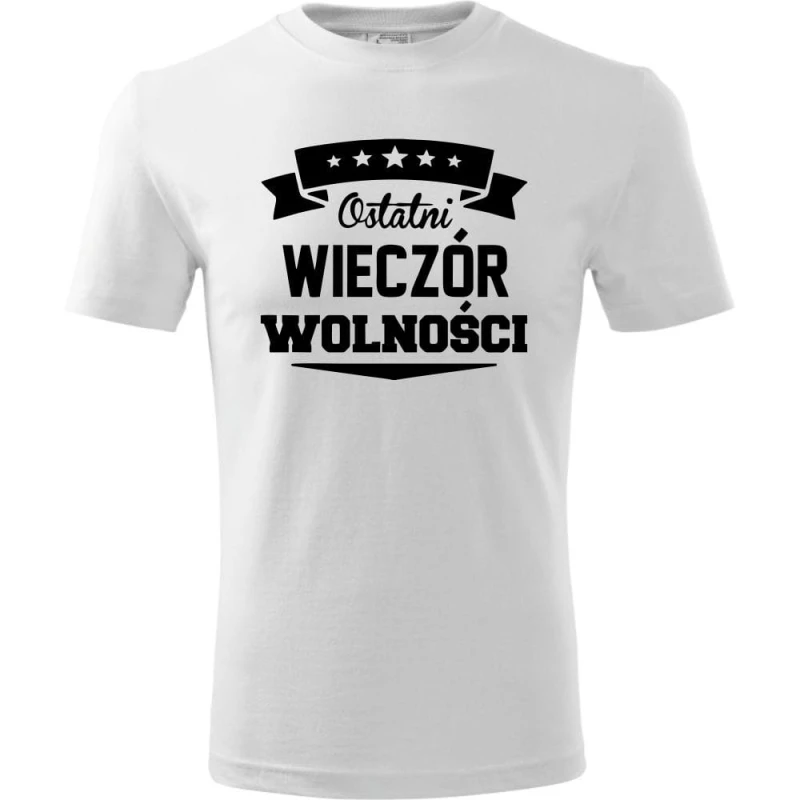 biała Męska koszulka - Ostatni wieczór wolności - wieczór kawalerski t-shirt od S-4XL.