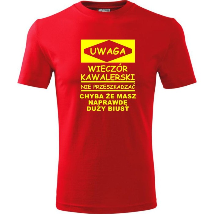 Czerwony Męska koszulka - Uwaga! Wieczór kawalerski