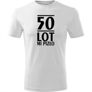 biała Męska koszulka - 50 lot mi pizło - na prezent urodziny t-shirt.