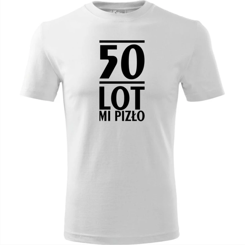 biała Męska koszulka - 50 lot mi pizło - na prezent urodziny t-shirt.