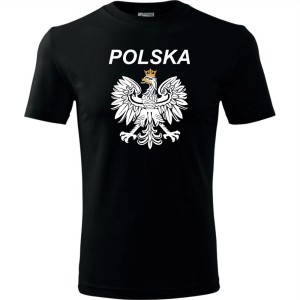 Czarna Czerwona Męska koszulka - Polska 02 z orłem. Dostępne wszystkie rozmiary S, M, L, XL, XXL, XXXL, XXXXL. Zapraszamy do zakupu.