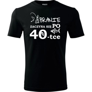 czarna Męska koszulka - branie ryba 40.
