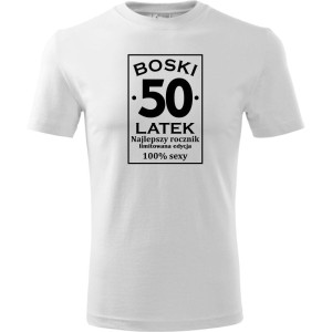 biała Męska koszulka - boski 50 prezent na urodziny dla niego.