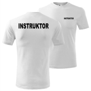 Biała męska koszulka - instruktor.