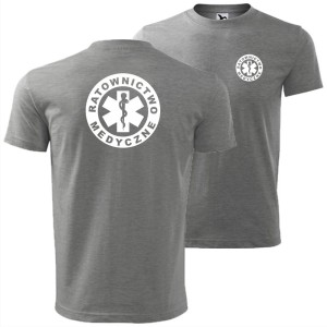 szara męska koszulka - ratownictwo medyczne. Dostępne wszystkie rozmiary S, M, L, XL, XXL, XXXL, XXXXL. Zapraszamy do zakupu.