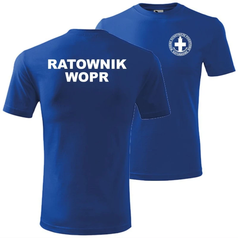 niebieska męska koszulka - ratownik wopr wodne ochotnicze pogotowie ratunkowe.