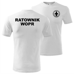 biała męska koszulka - ratownik wopr wodne ochotnicze pogotowie ratunkowe.