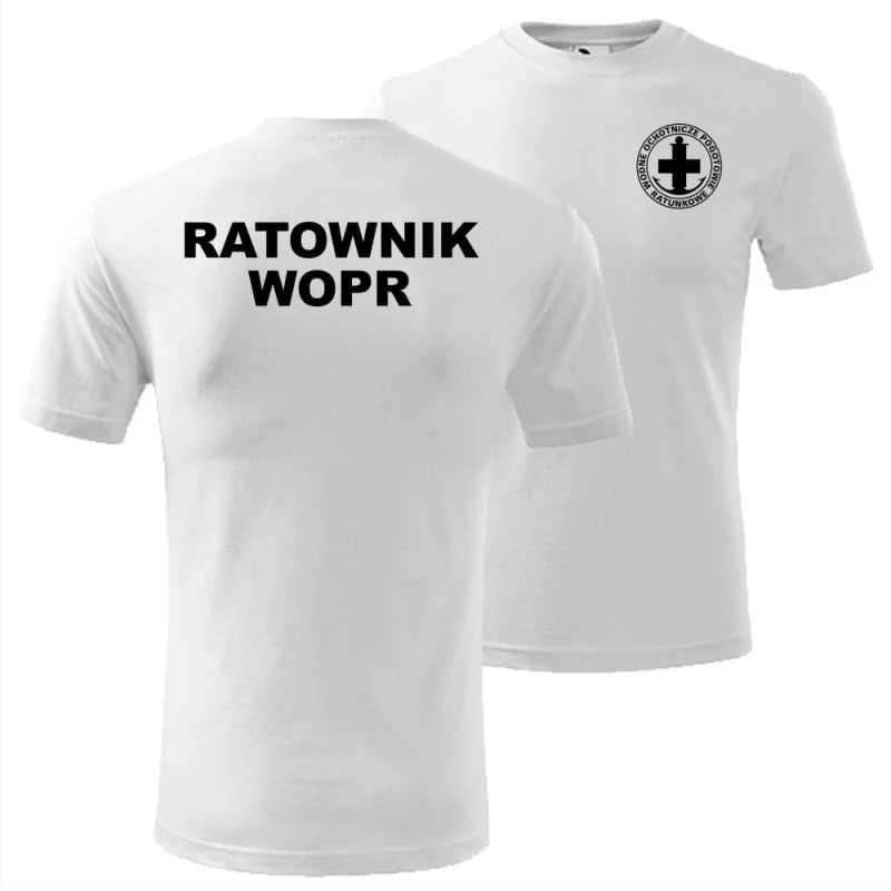 biała męska koszulka - ratownik wopr wodne ochotnicze pogotowie ratunkowe.