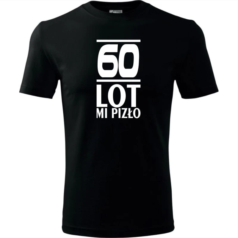 czarna Męska koszulka - 60 lot mi pizło - na urodziny na prezent.