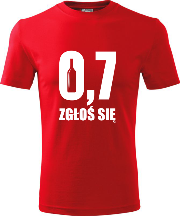 czerwona Męska koszulka - 0,7 zgłoś się.
