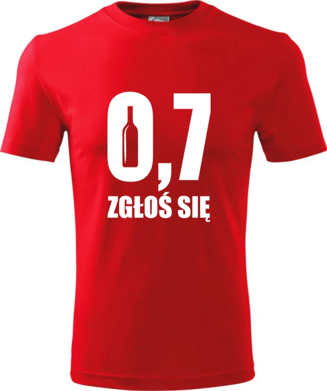 czerwona Męska koszulka - 0,7 zgłoś się.