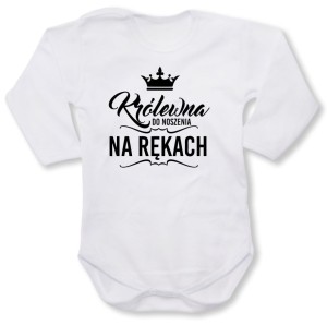 białe Dziecięce body z dł. rękawem - królewna do noszenia na rękach.