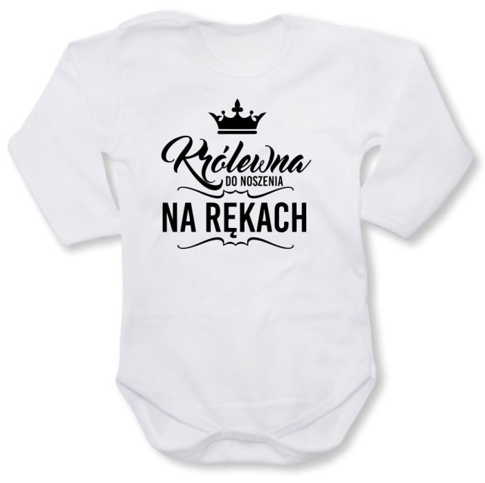 białe Dziecięce body z dł. rękawem - królewna do noszenia na rękach.