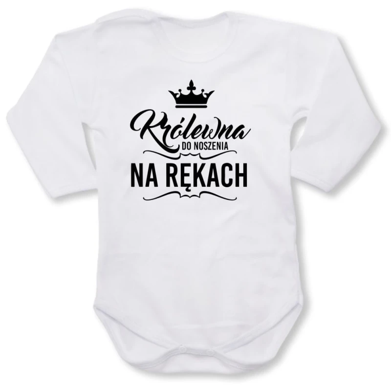 białe Dziecięce body z dł. rękawem - królewna do noszenia na rękach.
