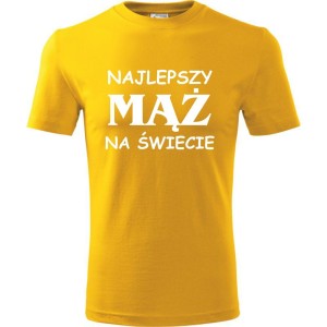 Żółta Męska koszulka - Najlepszy mąż na świecie. Prezent dla niego do S-4XL