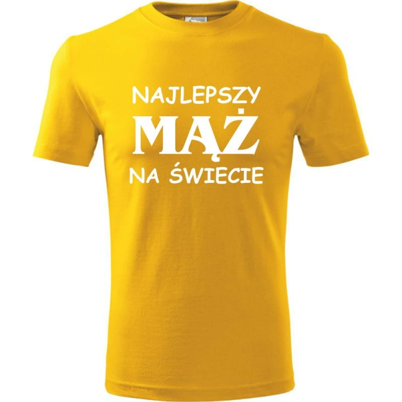 Żółta Męska koszulka - Najlepszy mąż na świecie. Prezent dla niego do S-4XL