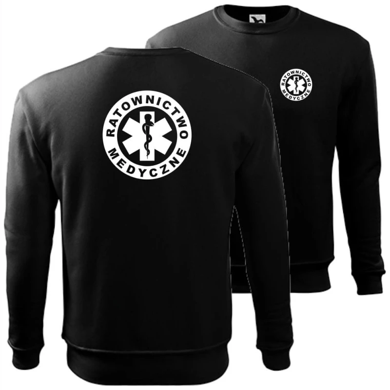 czarna męska bluza klasyczna - ratownictwo medyczne. Dostępne wszystkie rozmiary S, M, L, XL, XXL, XXXL. Zapraszamy do zakupu.