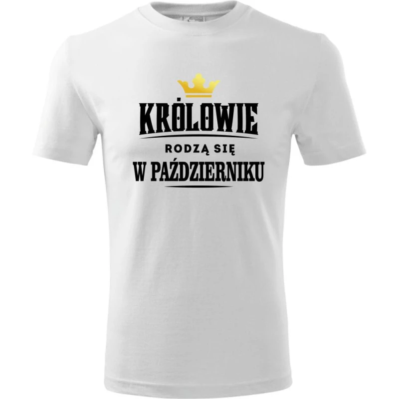 biała  męska koszulka - królowie rodzą się w październiku