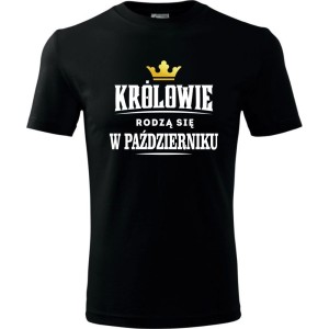 czarna męska koszulka - królowie rodzą się w październiku