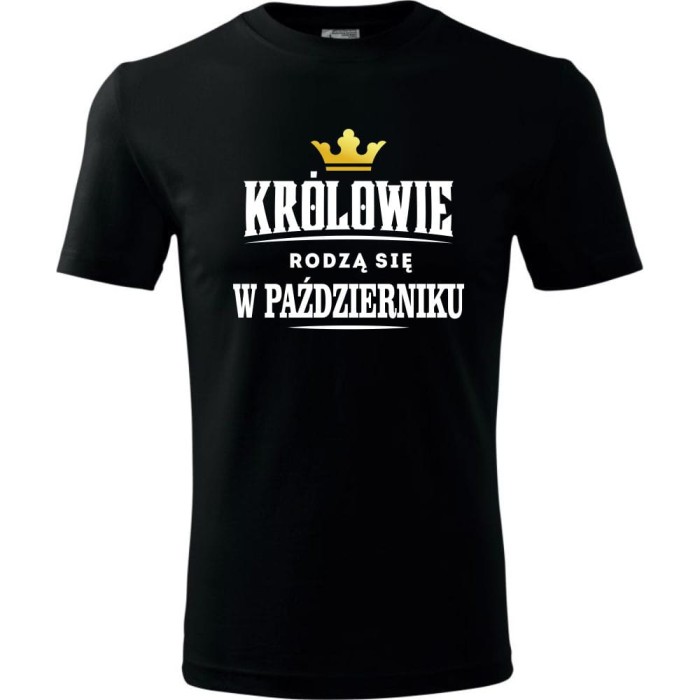 czarna męska koszulka - królowie rodzą się w październiku