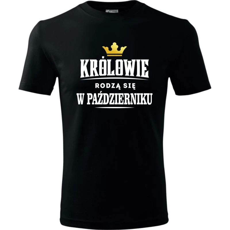 czarna męska koszulka - królowie rodzą się w październiku