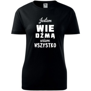 czarna damska koszulka taliowana - jestem wiedźmą - wiem wszystko.
