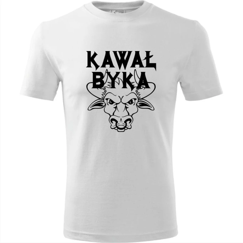 biała męska koszulka - kawał byka.