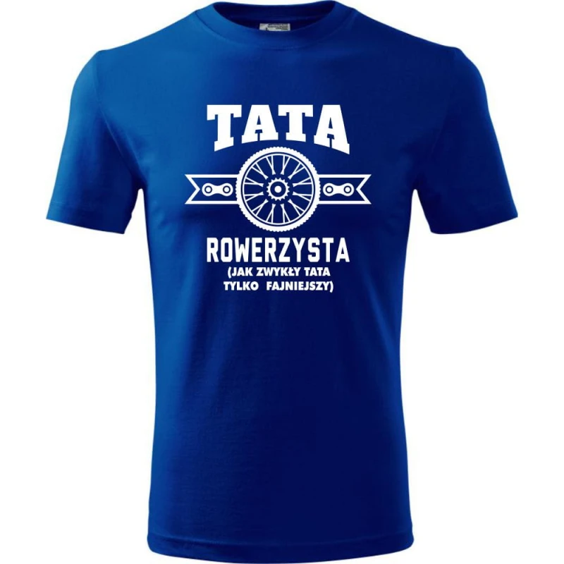 niebieska męska koszulka - tata rowerzysta (jak zwykły tata tylko fajniejszy).