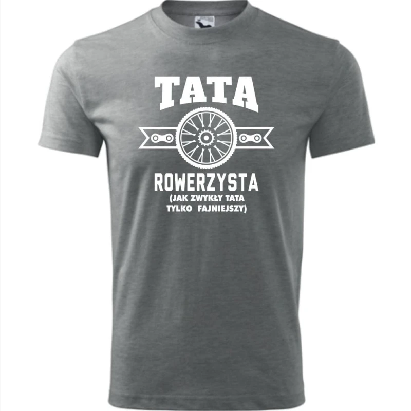 szara męska koszulka - tata rowerzysta (jak zwykły tata tylko fajniejszy).