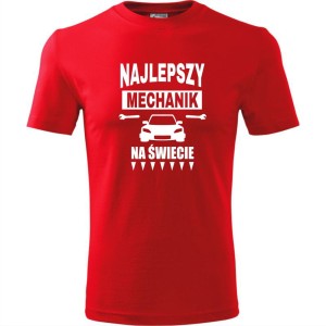 Czerwona Męska koszulka - najlepszy mechanik na świecie.