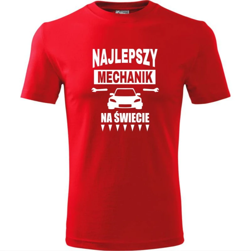 Czerwona Męska koszulka - najlepszy mechanik na świecie.