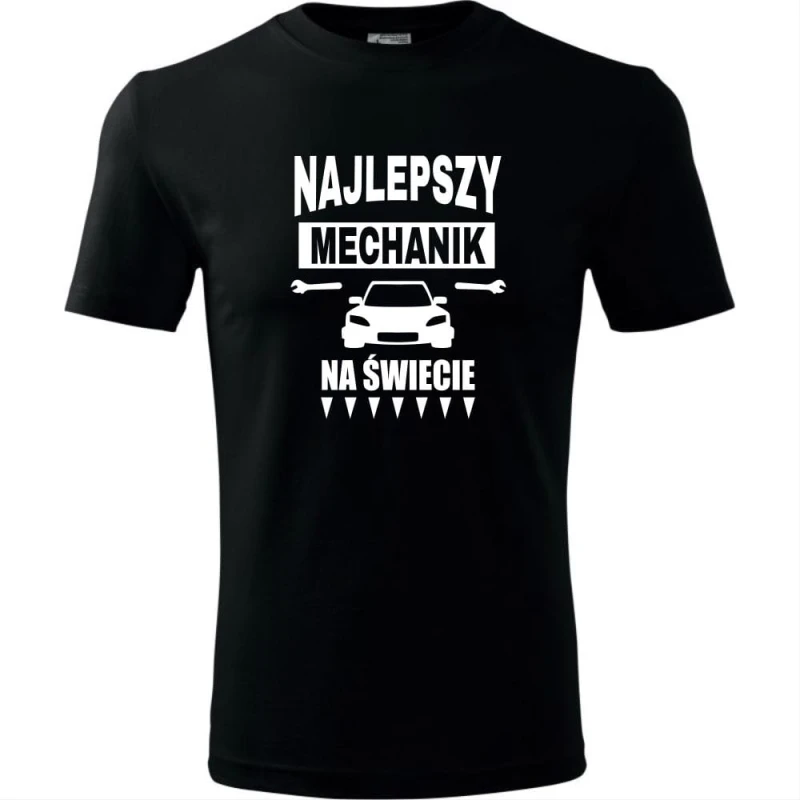Czarna Męska koszulka - najlepszy mechanik na świecie.