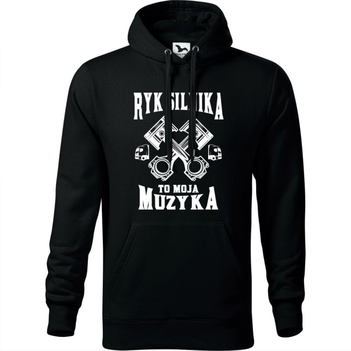 Czarna męska bluza z kapturem - ryk silnika to moja muzyka.