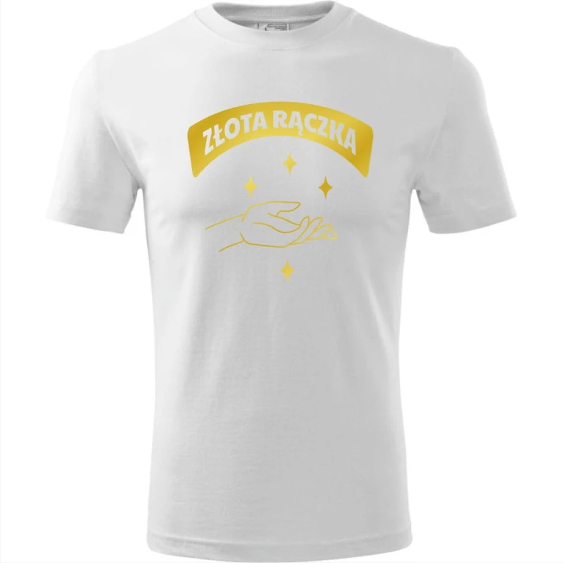 biała męska koszulka - złota rączka.