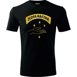 czarna męska koszulka - złota rączka.