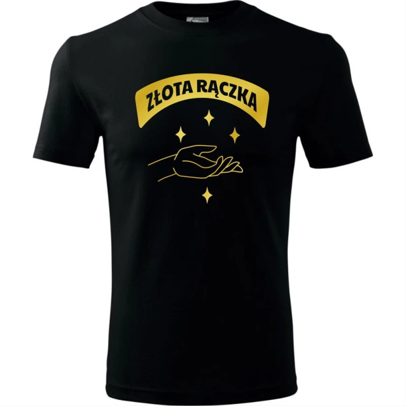 czarna męska koszulka - złota rączka.