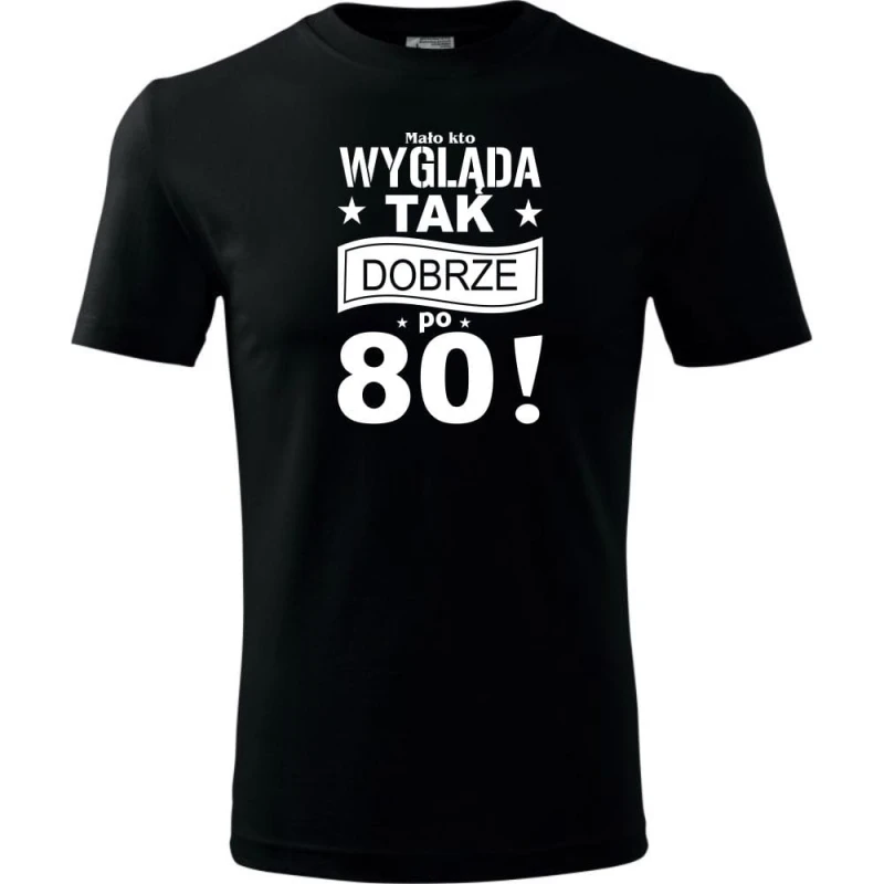 Czarna Męska koszulka - mało kto wygląda tak dobrze po 80