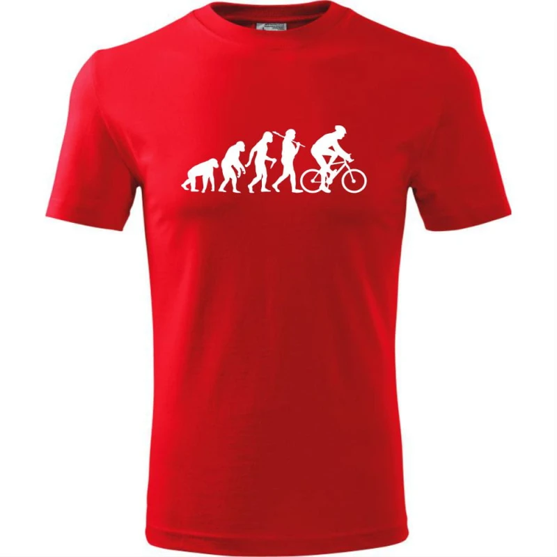 Czerwona Męska koszulka dla Rowerzysty - Ewolucja rower - t-shirt prezent. Dostępne wszystkie rozmiary S, M, L, XL, XXL, XXXL, XXXXL. Zapraszamy do zakupu.