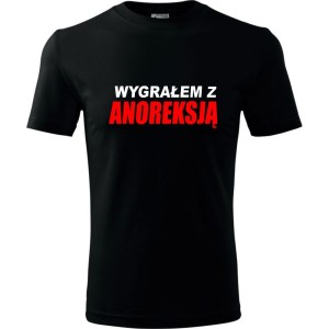 czarna Męska koszulka - Wygrałem z anoreksją