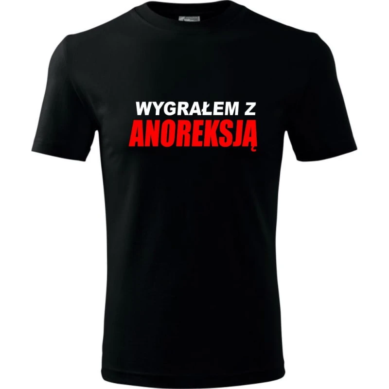 czarna Męska koszulka - Wygrałem z anoreksją