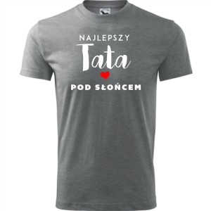 Szara Męska koszulka - najlepszy tata pod słońcem.