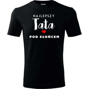 Czarna Męska koszulka - najlepszy tata pod słońcem.