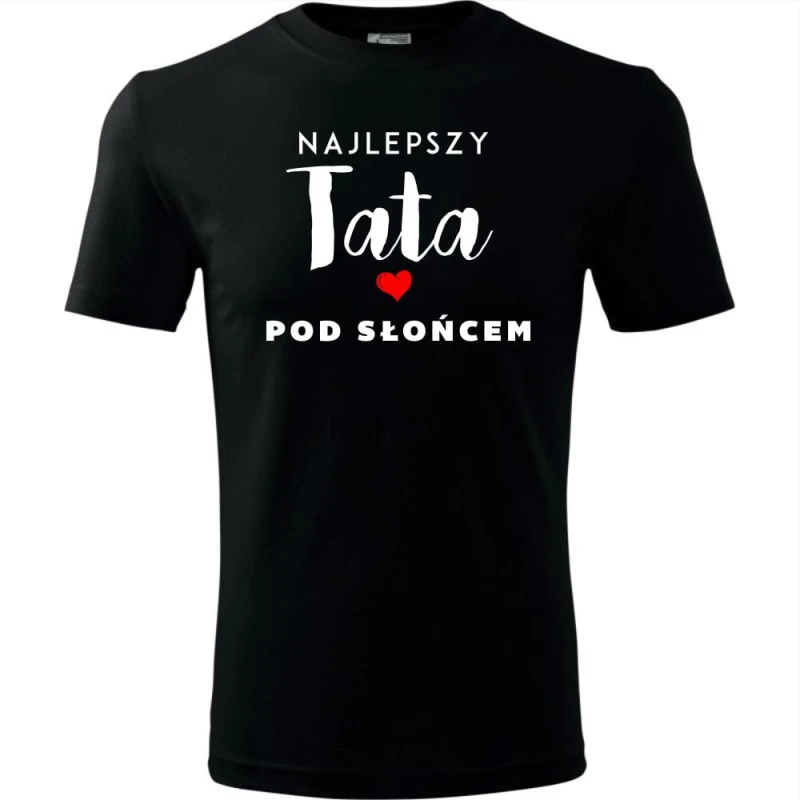 Czarna Męska koszulka - najlepszy tata pod słońcem.