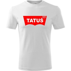 biała Męska koszulka - Tatuś - na prezent dla taty na dzień Ojca urodziny dla niego.
