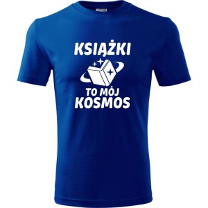 niebieska męska koszulka - książki to mój kosmos.